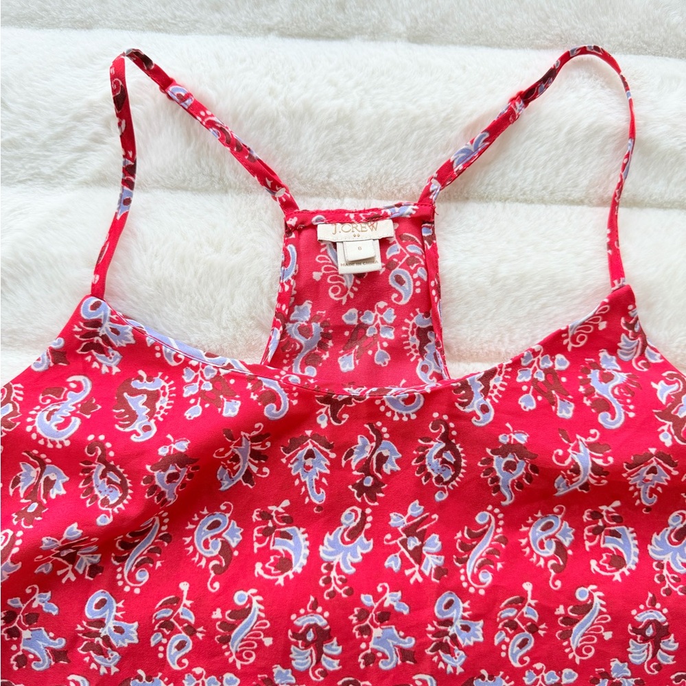 J.Crew Red Paisley Halter Tank Top Size 6 Lightweight Summer - Picture 6 of 9